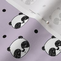 panda // purple panda face cute panda head kawaii illustrated panda design fabric