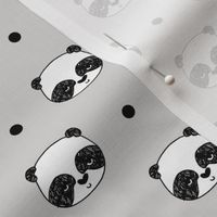 panda // light grey scandi kawaii illustrated nursery scandi fabric cute pandas design andrea lauren fabric