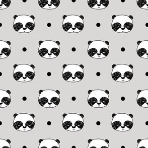 panda // light grey scandi kawaii illustrated nursery scandi fabric cute pandas design andrea lauren fabric