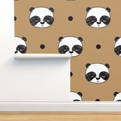 panda // tan panda fabric cute panda head fabric scandi nursery illustration