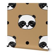 panda // tan panda fabric cute panda head fabric scandi nursery illustration