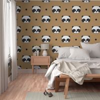 panda // tan panda fabric cute panda head fabric scandi nursery illustration