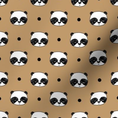 panda // tan panda fabric cute panda head fabric scandi nursery illustration