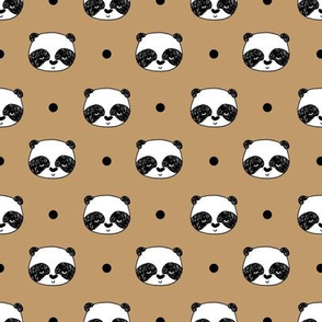 panda // tan panda fabric cute panda head fabric scandi nursery illustration