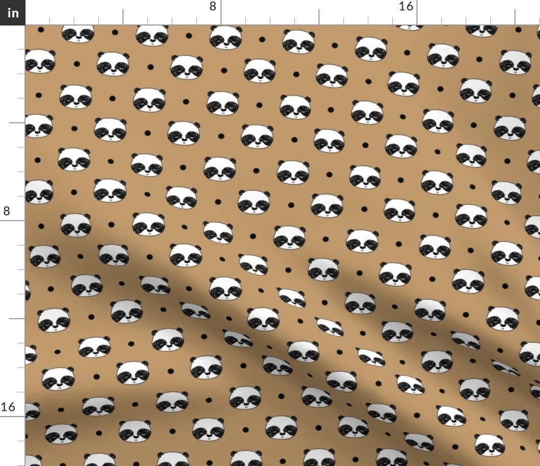 panda // tan panda fabric cute panda head fabric scandi nursery illustration