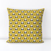 panda // mustard panda fabric cute panda head illustration panda kawaii nursery baby panda fabric