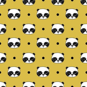 panda // mustard panda fabric cute panda head illustration panda kawaii nursery baby panda fabric