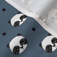 panda // blue  grey panda head best illustration scandi kids nursery baby fabric