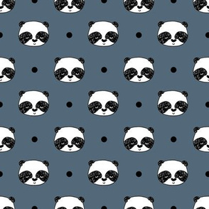 panda // blue  grey panda head best illustration scandi kids nursery baby fabric