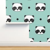 panda // mint panda head cute pandas fabric best kawaii illustrated nursery fabric cutes panda fabric