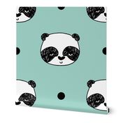 panda // mint panda head cute pandas fabric best kawaii illustrated nursery fabric cutes panda fabric