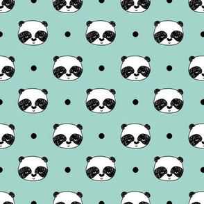 panda // mint panda head cute pandas fabric best kawaii illustrated nursery fabric cutes panda fabric