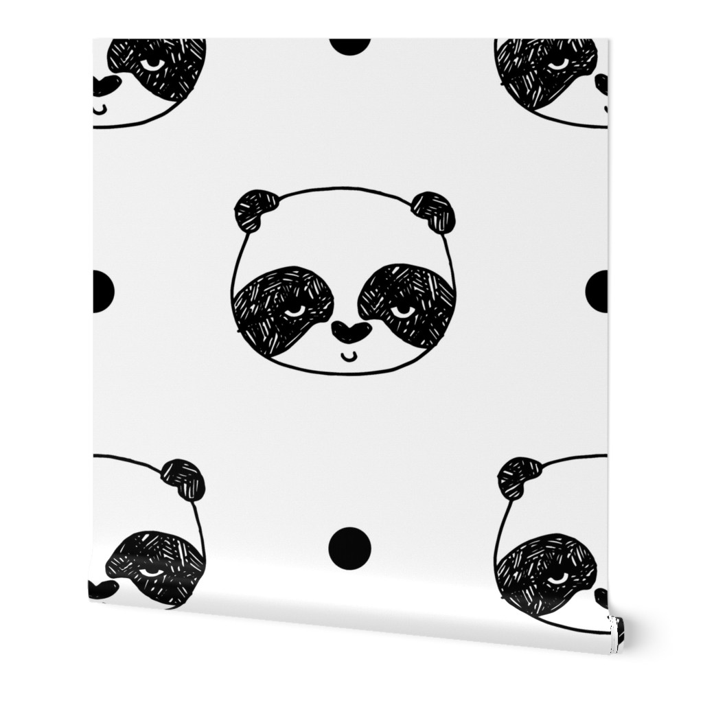 panda // black and white scandi panda bear cute illustration nursery baby cute pandas andrea lauren fabric