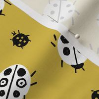 Ladybugs - Mustard Background by Andrea Lauren