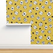 Ladybugs - Mustard Background by Andrea Lauren