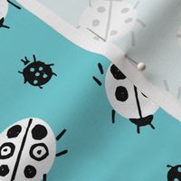 Ladybugs - Aqua Background by Andrea Lauren