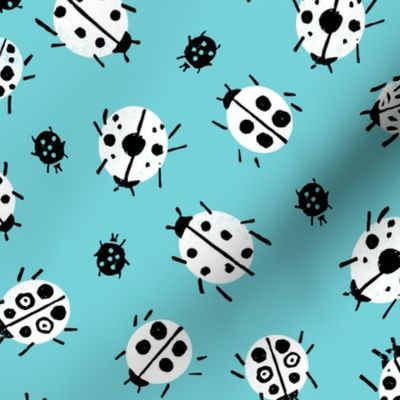 Ladybugs - Aqua Background by Andrea Lauren