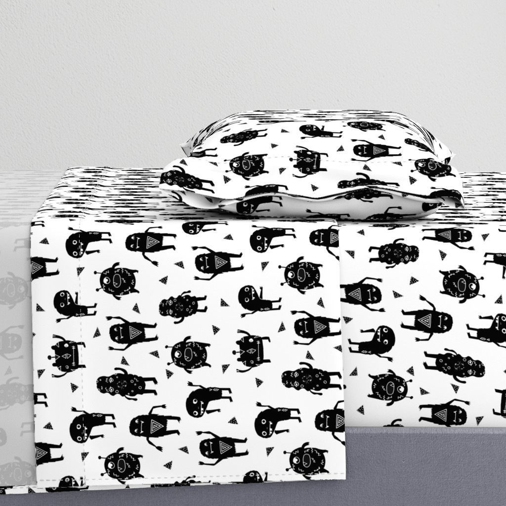 monsters // black and white kids room nursery funny quirky cute monsters for kids fabrics