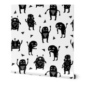 monsters // black and white kids room nursery funny quirky cute monsters for kids fabrics