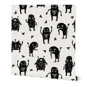 monsters // black and white kids room nursery funny quirky cute monsters for kids fabrics