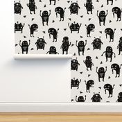 monsters // black and white kids room nursery funny quirky cute monsters for kids fabrics