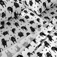 monsters // black and white kids room nursery funny quirky cute monsters for kids fabrics