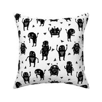 monsters // black and white kids room nursery funny quirky cute monsters for kids fabrics