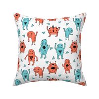 monsters // orange and blue boys room kids little boys monster creepy kids fabric