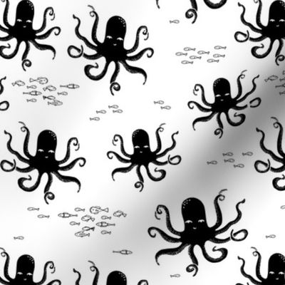 Octopus - Black and White by Andrea Lauren