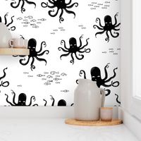 Octopus - Black and White by Andrea Lauren