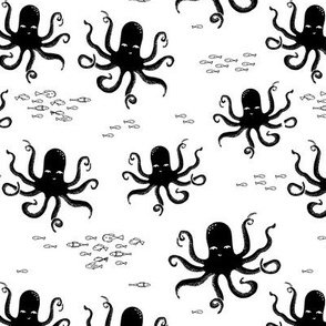 Octopus - Black and White by Andrea Lauren