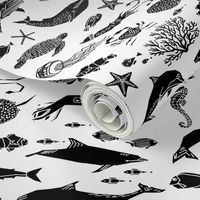 Ocean Life - Black and White by Andrea Lauren 