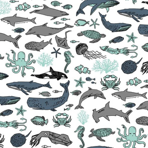 ocean //  kids summer whales ocean orca turtles sharks octopus coral seahorse