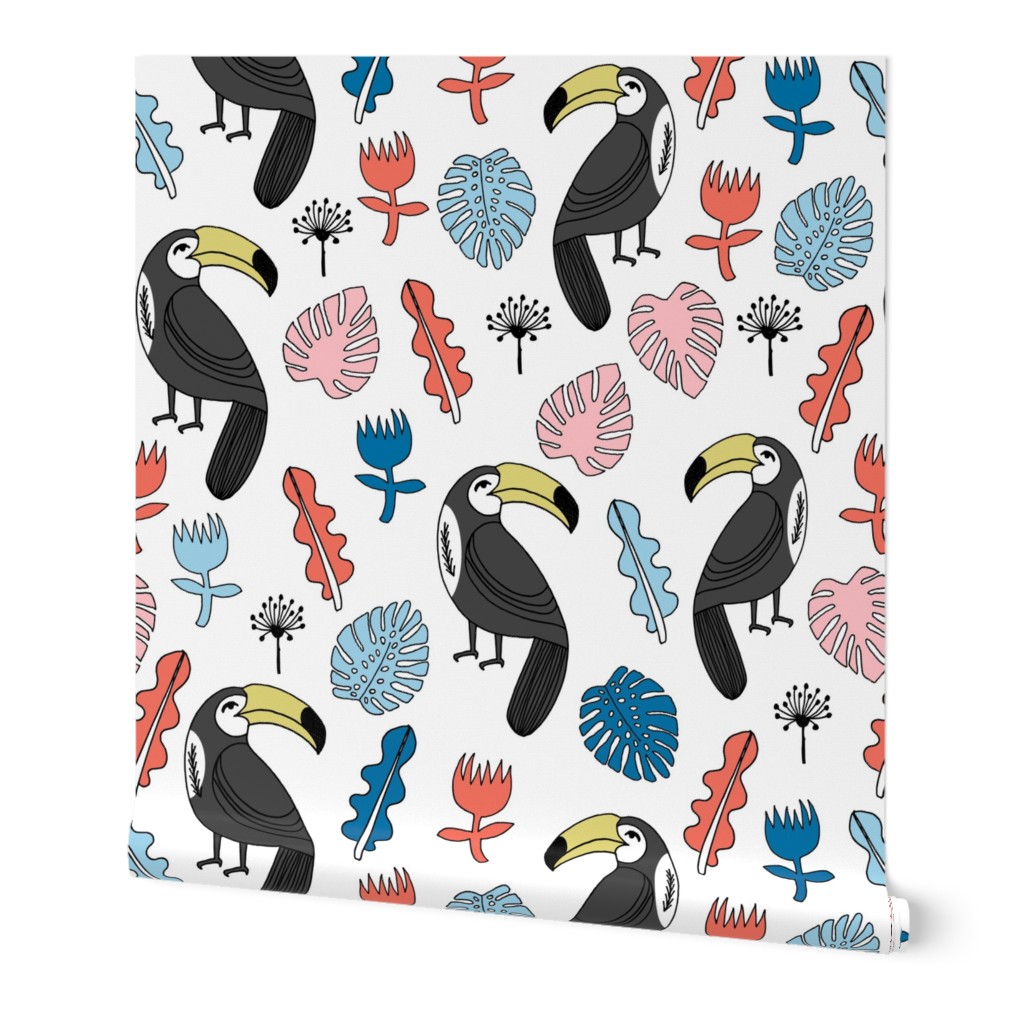 toucans // toucan monstera leaves tropical birds bird tropical fabric