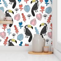 toucans // toucan monstera leaves tropical birds bird tropical fabric