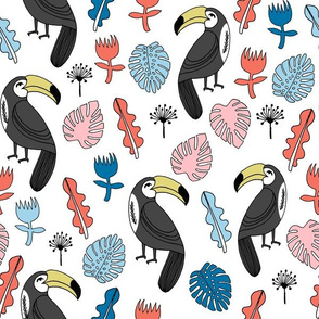 toucans // toucan monstera leaves tropical birds bird tropical fabric
