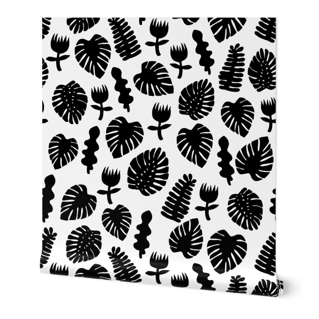Tropical Leaves - Black and White by Andrea Lauren
