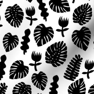 Tropical Leaves - Black and White by Andrea Lauren