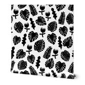 Tropical Leaves - Black and White by Andrea Lauren