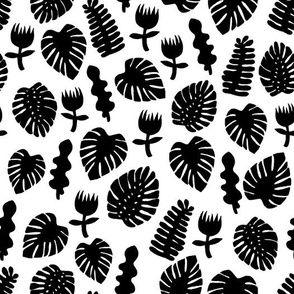 Tropical Leaves - Black and White by Andrea Lauren