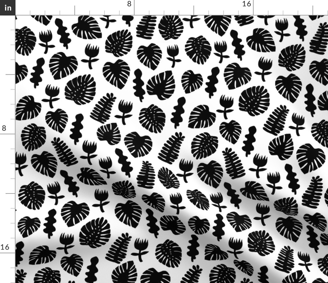 Tropical Leaves - Black and White by Andrea Lauren