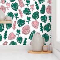 Tropical Leaves - Pink and Green by Andrea Lauren