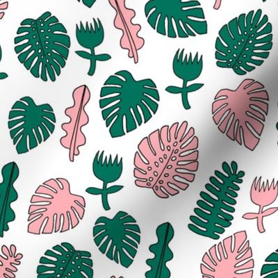 Tropical Leaves - Pink and Green by Andrea Lauren