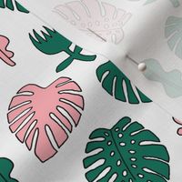 Tropical Leaves - Pink and Green by Andrea Lauren