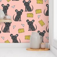 Mouse & Cheese - Pale Pink/Charcoal by Andrea Lauren