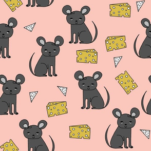 Mouse & Cheese - Pale Pink/Charcoal by Andrea Lauren