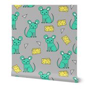 Mouse & Cheese - Light Jade/Maize Yellow by Andrea Lauren