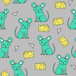 Mouse & Cheese - Light Jade/Maize Yellow by Andrea Lauren