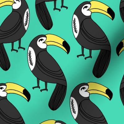 toucans // toucan fabric bright green summer bird tropical toucan print