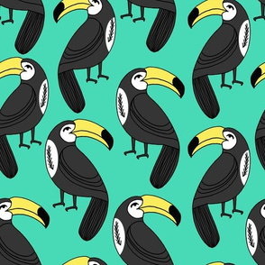 toucans // toucan fabric bright green summer bird tropical toucan print